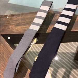 NWT Thom Browne Classic Elegant Striped Gray/Navy Men's Ties
